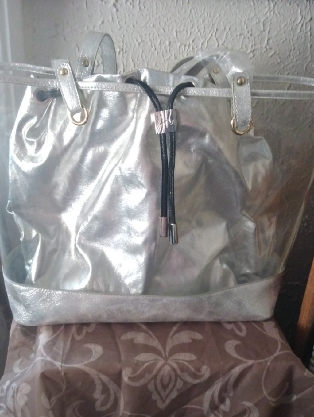 Joseph Ribkoff Clear Tote with Silver Insert